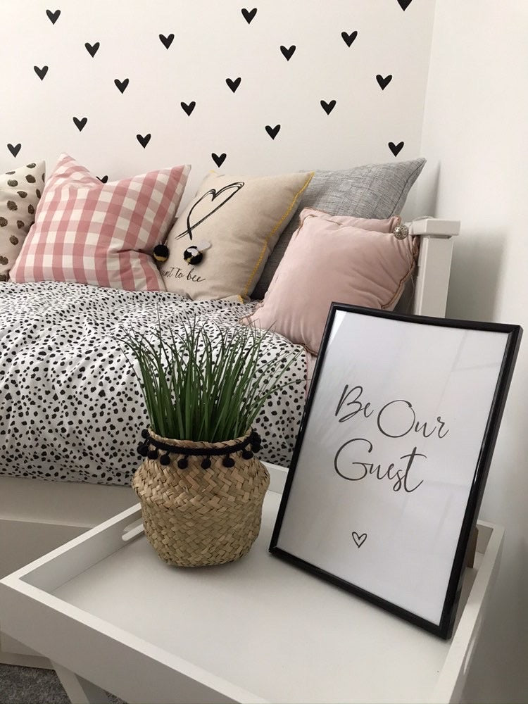Be Our Guest Love Heart Bedroom Guest Room Wall Decor Print-2